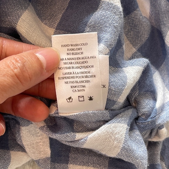 Rails Athena Periwinkle Gingham Wrap Top Women's Size S Linen Blend Crop - Picture 10 of 10